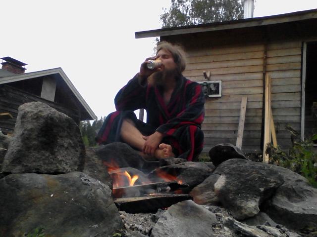 sauna, fire and beer