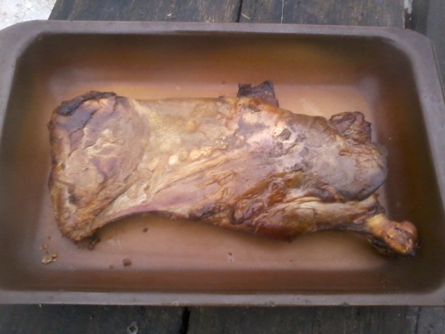 A tasty smoked lamb shoulder