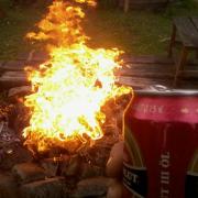 A rainy day. I'm burning trashwood.
