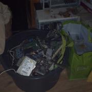 old computer hardware, waiting to be recycled