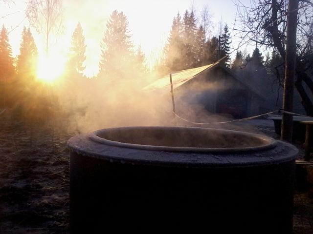 smoke in the morning sun