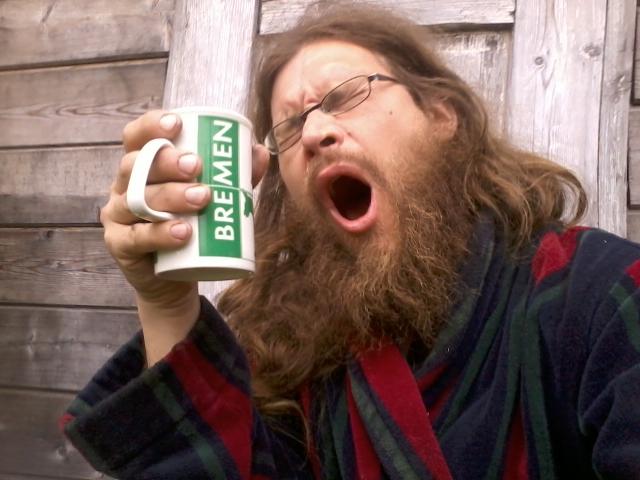drinking morning coffee