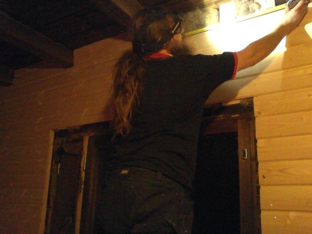 Taking measurements for the uppermost pieces