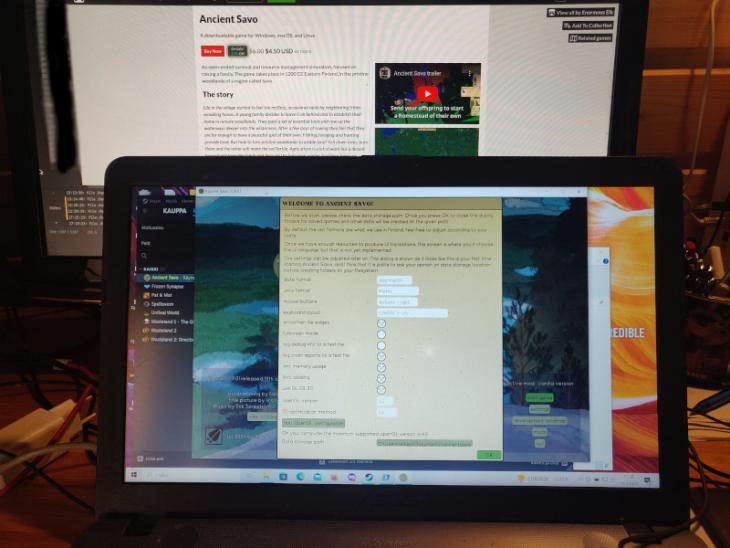 Ancient Savo, downloaded and launched via Steam on Windows